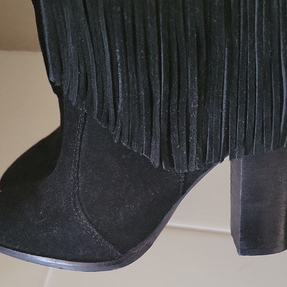 ANTONIO MELANI Dark Suede Fringe Booties - Picture 2 of 8